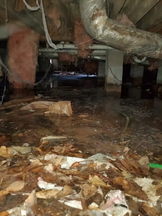 Crawl space flood assessment for Commercial Water Damage Restoration in Woodmere