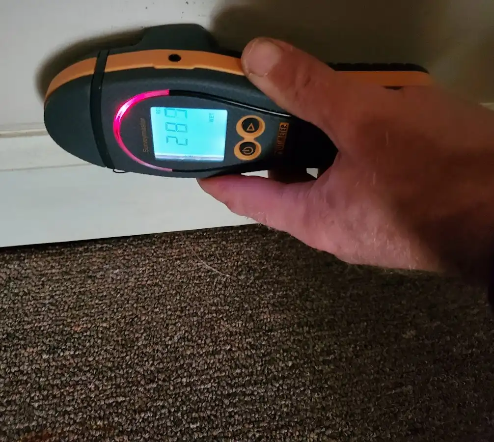 Moisture detection at baseboard during Mold Inspection & Testing in Woodmere