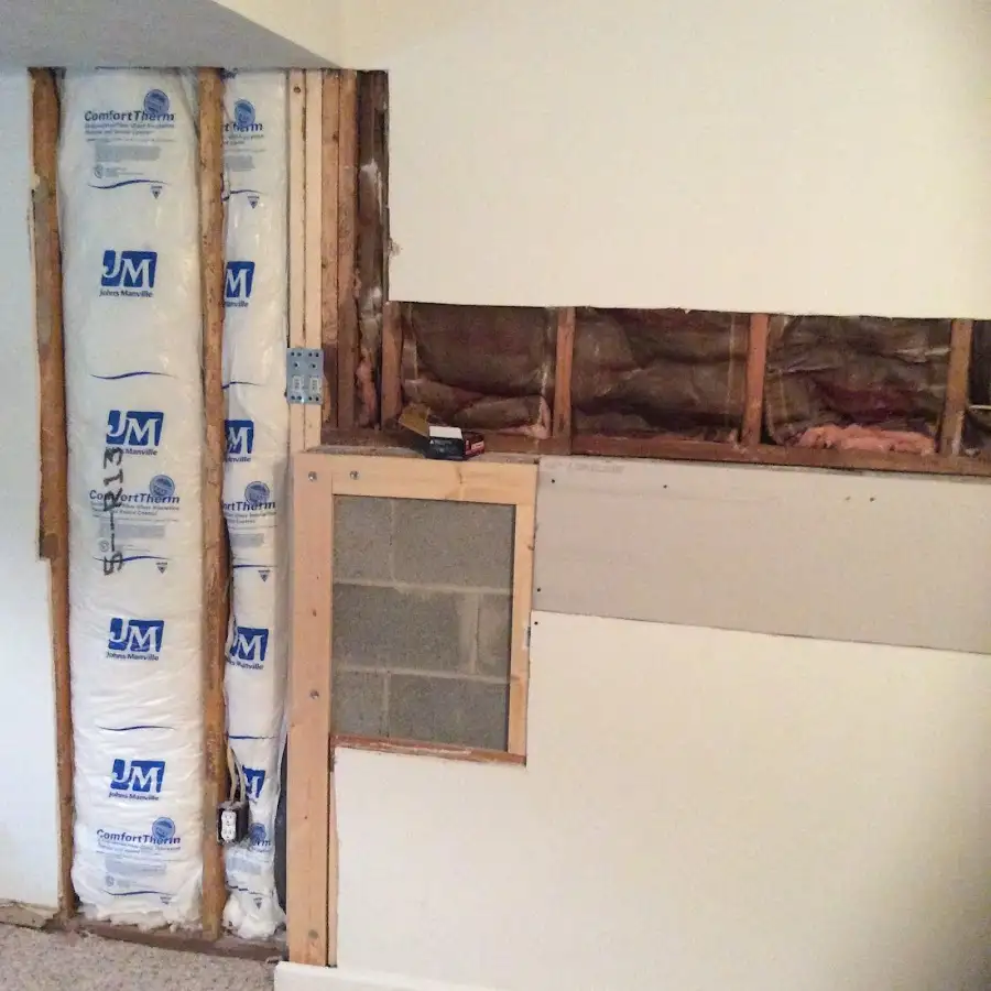 Wall insulation replacement during Basement Flood Cleanup in Woodmere
